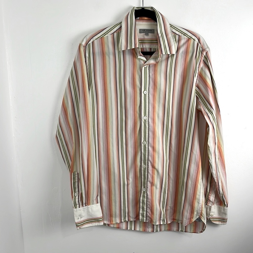 Ted Baker London Candy-Colour Striped Dress Shirt Men's Size 3